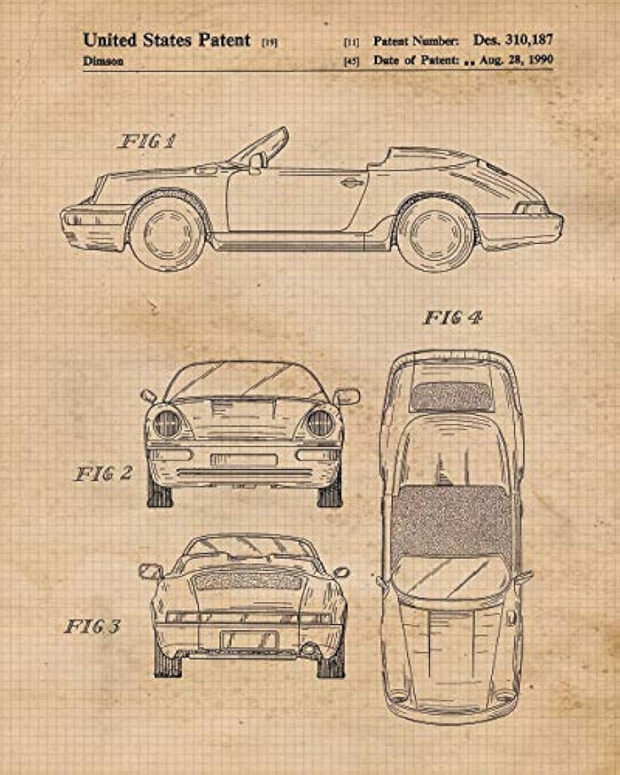 Impresiones de carteles de patente Porsche 911 vintage