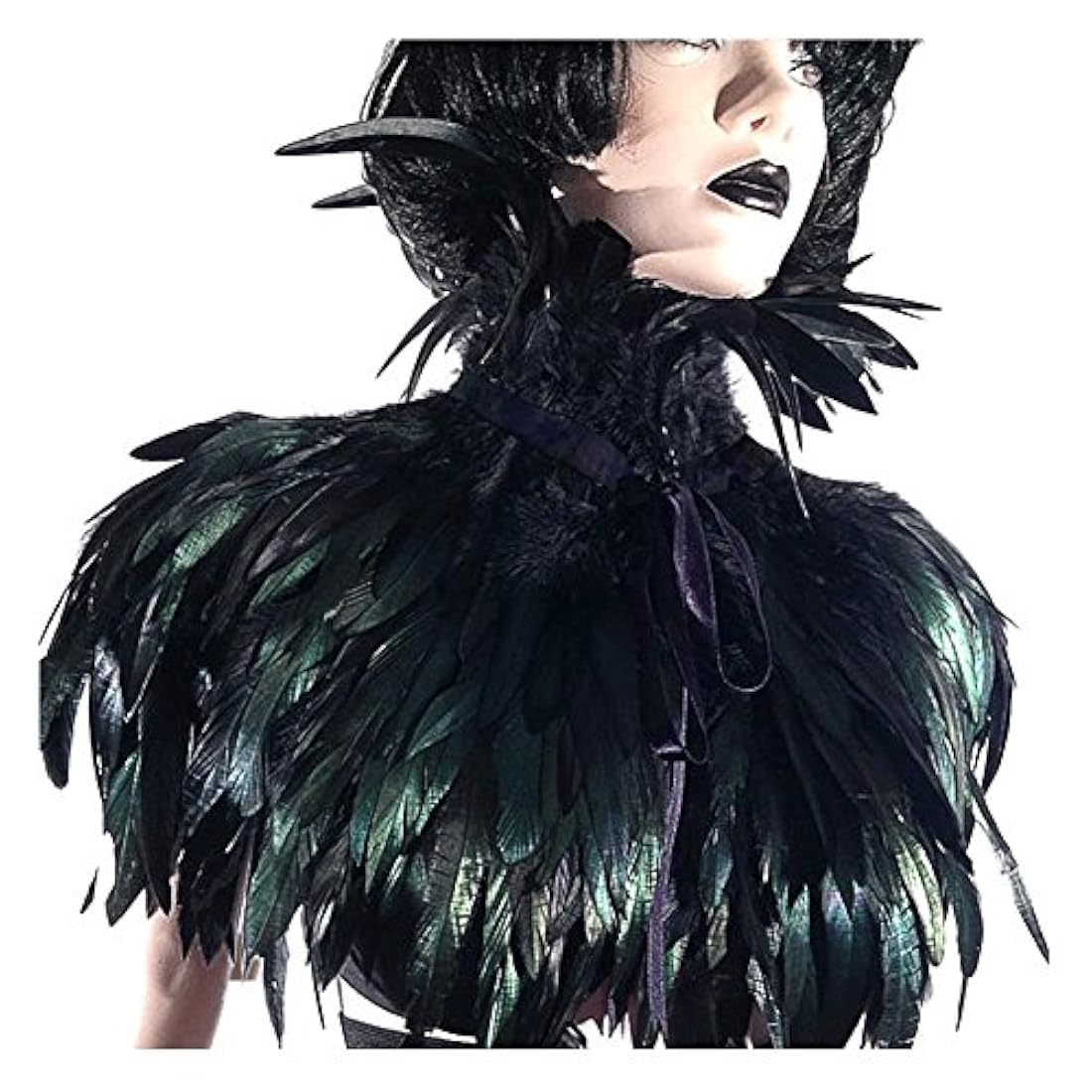 Disfraces - Poncho de plumas estilo victoriano
