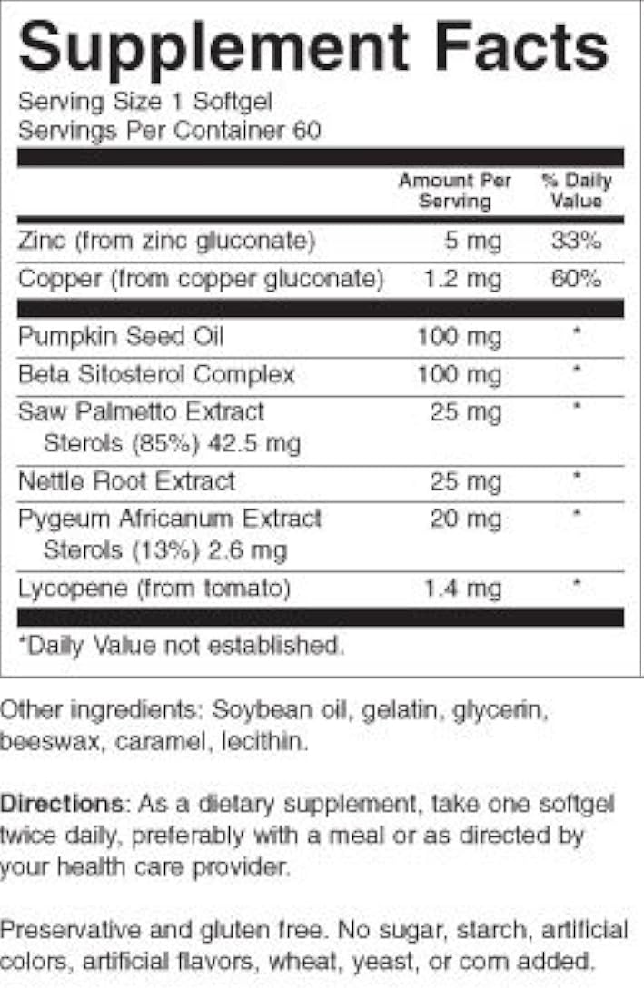 Mezcla de la naturaleza próstata Control 60 softgels