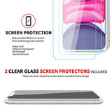 Cavie Brands Funda transparente para iPhone 11 con 2 protectores de pantalla, máxima protección de absorción de golpes, funda transparente para iPhone 11, compatible con Apple iPhone 11