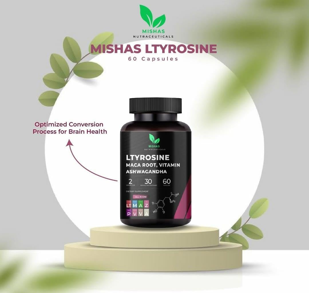 Nutracéuticos L-Tirosina con Maca, Ashwagandha, Vit. 60 caps