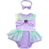 disfraz con diadema para bebé de sirena violeta 0-3 meses