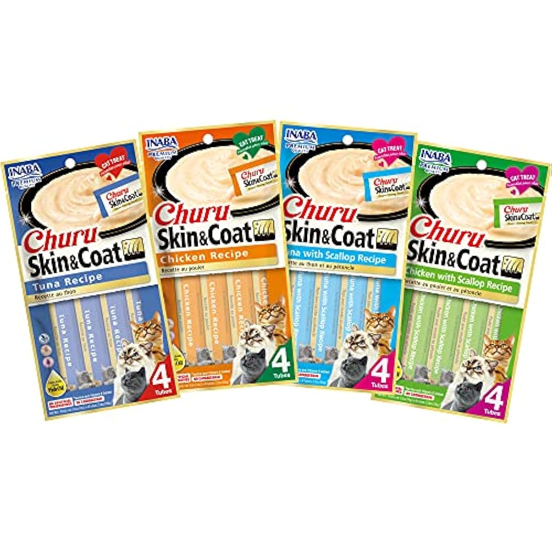 Alimento Churu Skin & Coat Natural  4 sabores 16 tubos