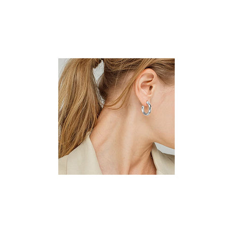 Aretes de aro de oro grueso para mujer con poste de plata