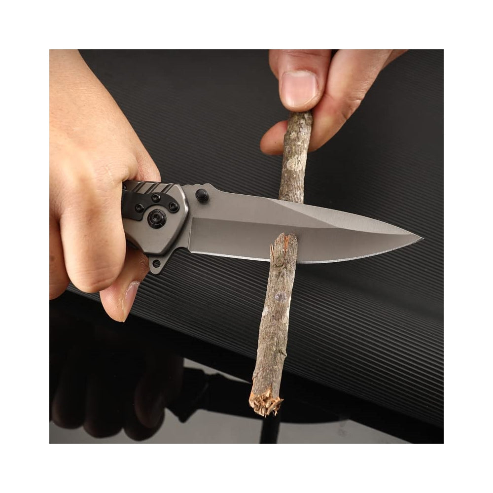 Cuchillo de bolsillo plegable con interruptor de vidrio