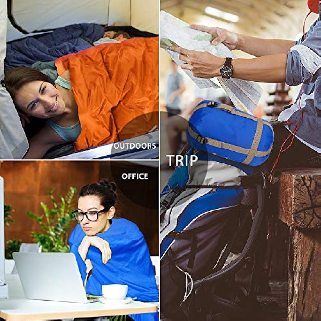 Saco de dormir ultraligero con sobre, al aire libre, mochila