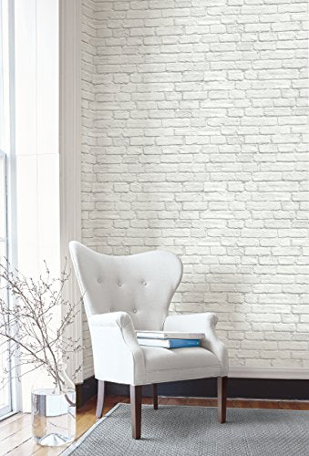 Papel pintado, adhesivo de ladrillo blanco