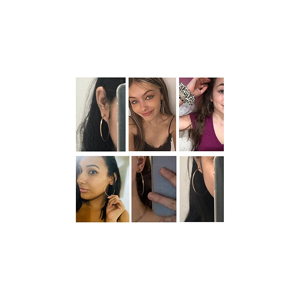 Aretes de aro con clip para mujer sin perforación