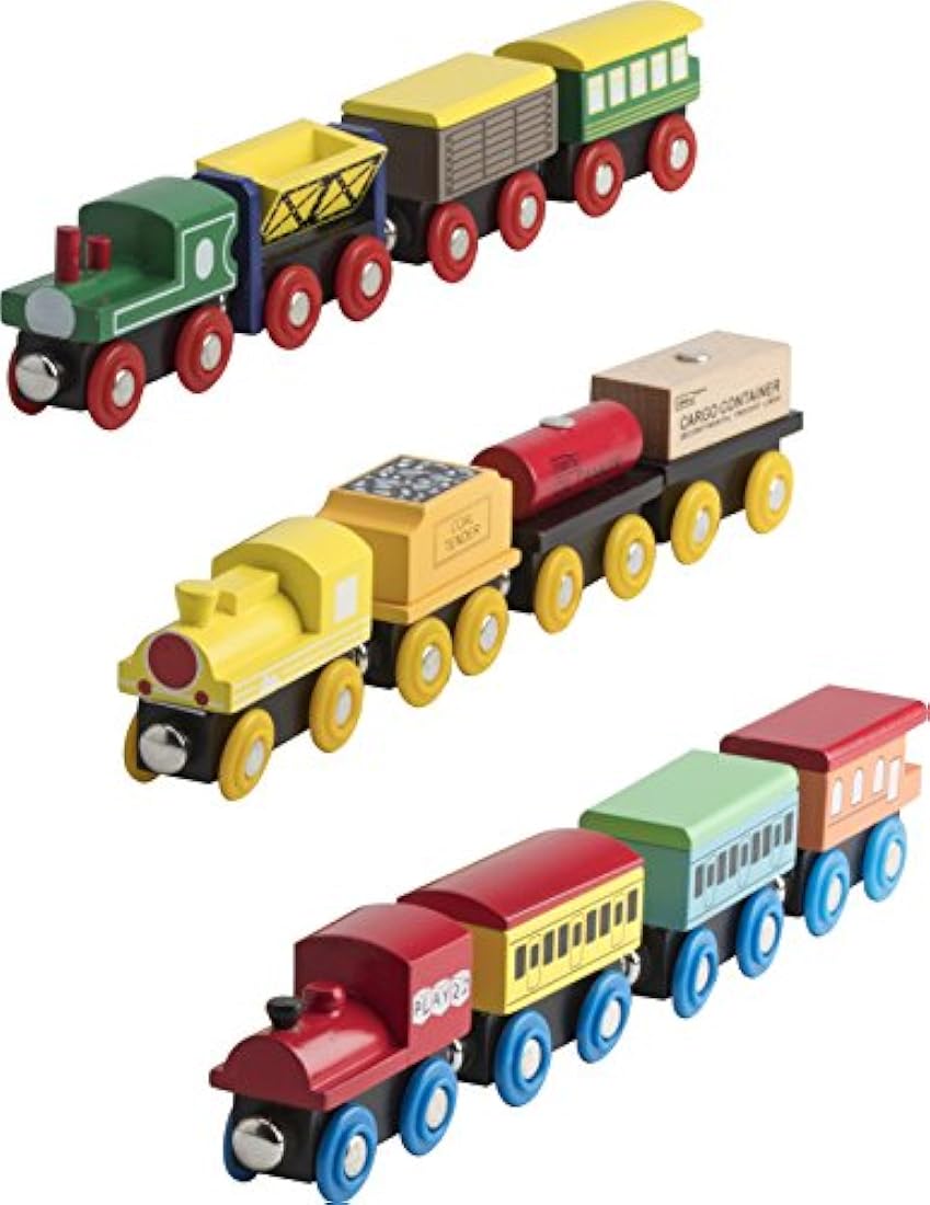 Juego de tren de madera de 12 piezas magnético