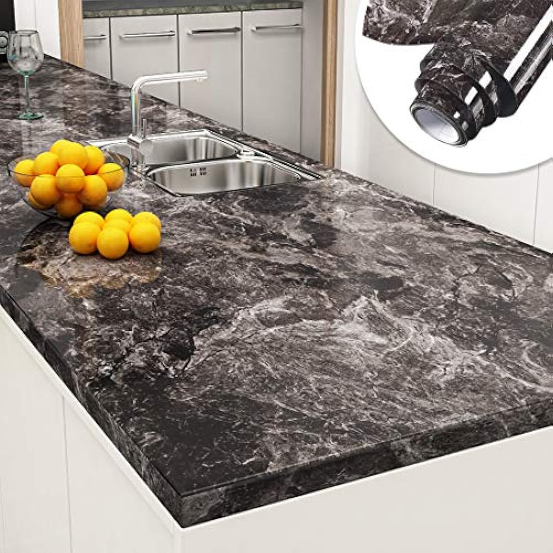 Vinilos Decorativos de pared de mármol color negro