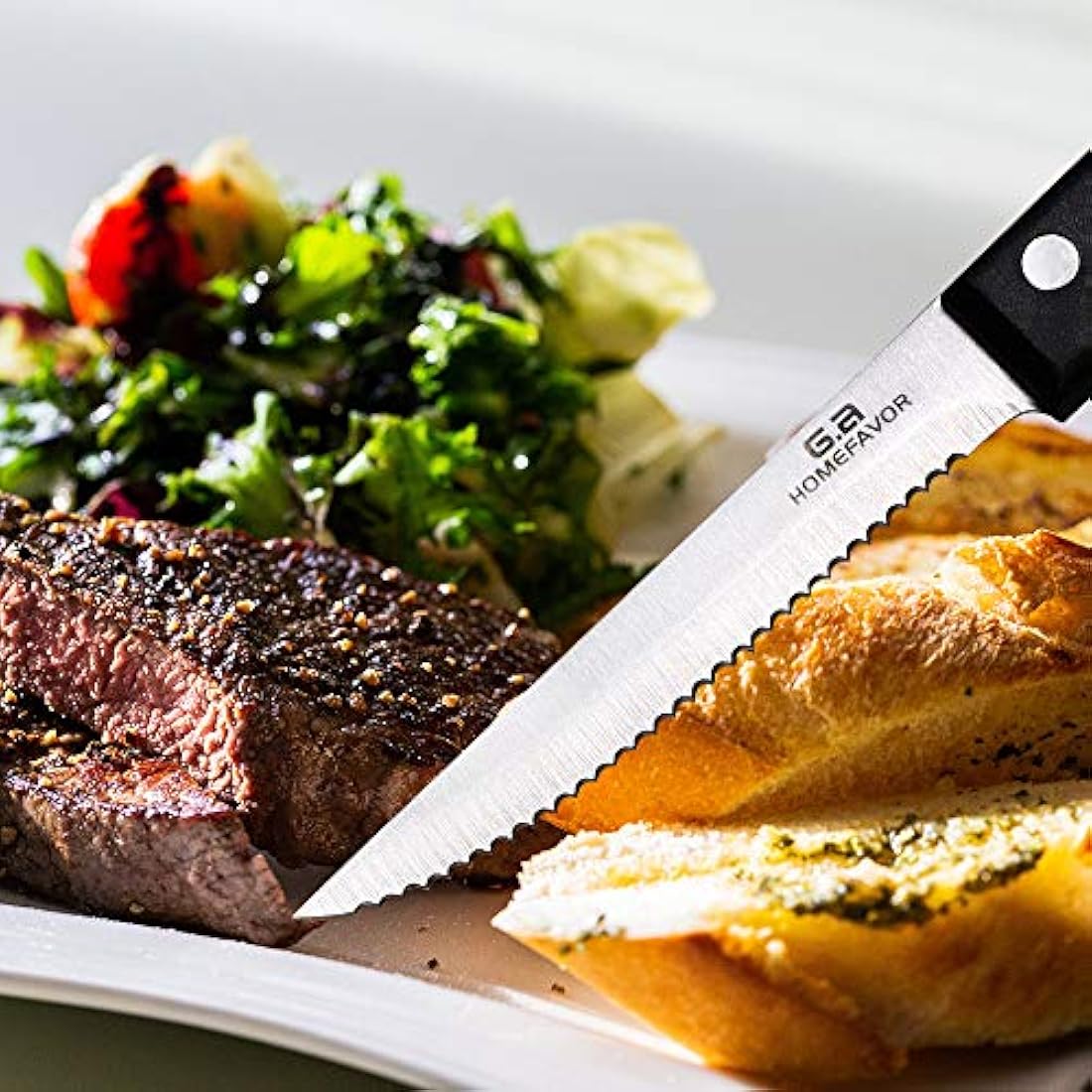 G.a HOMEFAVOR - Cuchillo para carne, acero inoxidable,negro