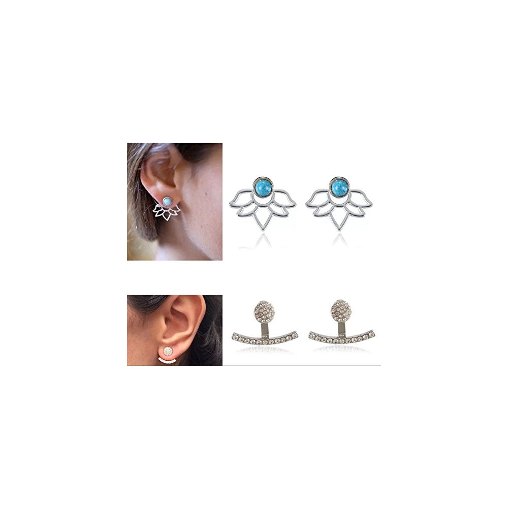 Aretes de flor de loto para mujeres 9 pares