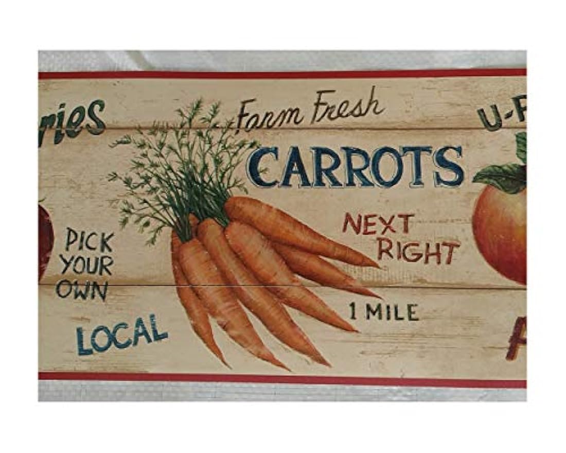 Cenefa de papel pintado con diseño de frutas y verduras