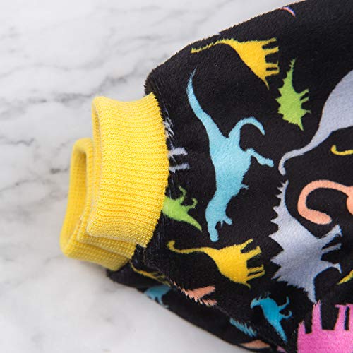 Pijama CuteBone adorables, ropa para mascotas, suave, de forro polar, para gato y cachorro, Negro Dino