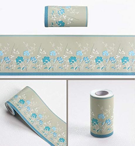 Cenefa de papel pintado autoadhesivo para pared, diseño de flores