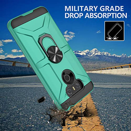 Funda para LG G6, funda para LG G6 con [3 protectores de pantalla de vidrio templado], soporte de anillo integrado y soporte magnético para coche a prueba de golpes, resistente a caídas de grado militar para LG G6, color verde menta