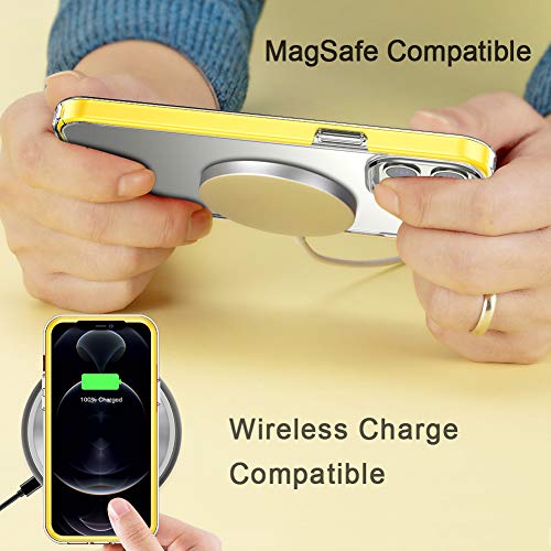 COOLQO- Funda transparente de silicona de cuerpo completo 360º a prueba de golpes, compatible con iPhone 12 / iPhone 12 Pro de 6.1 pulgadas [con 2 protectores de pantalla de vidrio templado], amarillo