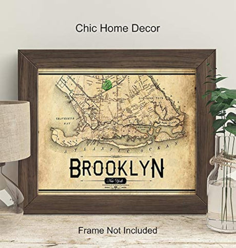 Vintage Brooklyn New York City Art Print Listo para enmarcar