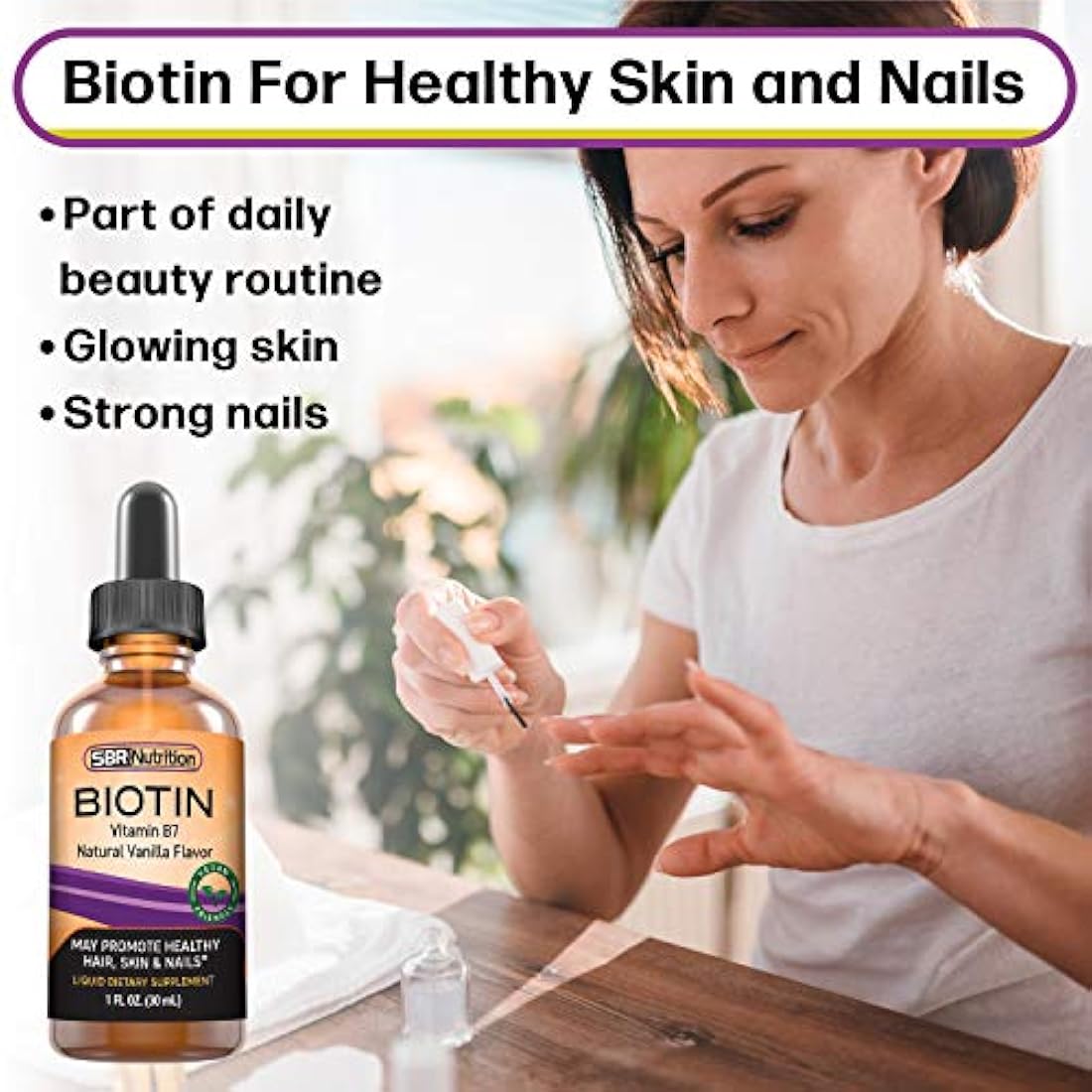 Máxima absorción Gotas líquidas de Biotina, 5000mcg de Biotina por porción, 60 porciones, Sin Conservantes Artificiales, Respetuoso con el Vegano, Apoya el Crecimiento Saludable del Cabello, Uñas Fuertes y Piel Brillante, Hecho en los EE.UU.