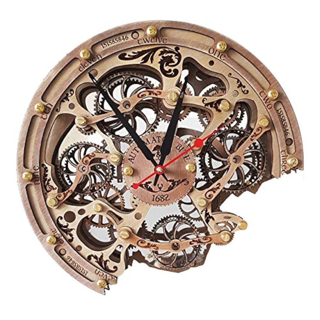 Reloj de pared de engranajes móviles hecho a mano