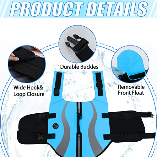 EMUST Chalecos salvavidas ajustables para perros pequeños con flotabilidad mejorada, chaleco de natación para perros pequeños con mango de rescate duradero, azul, XS