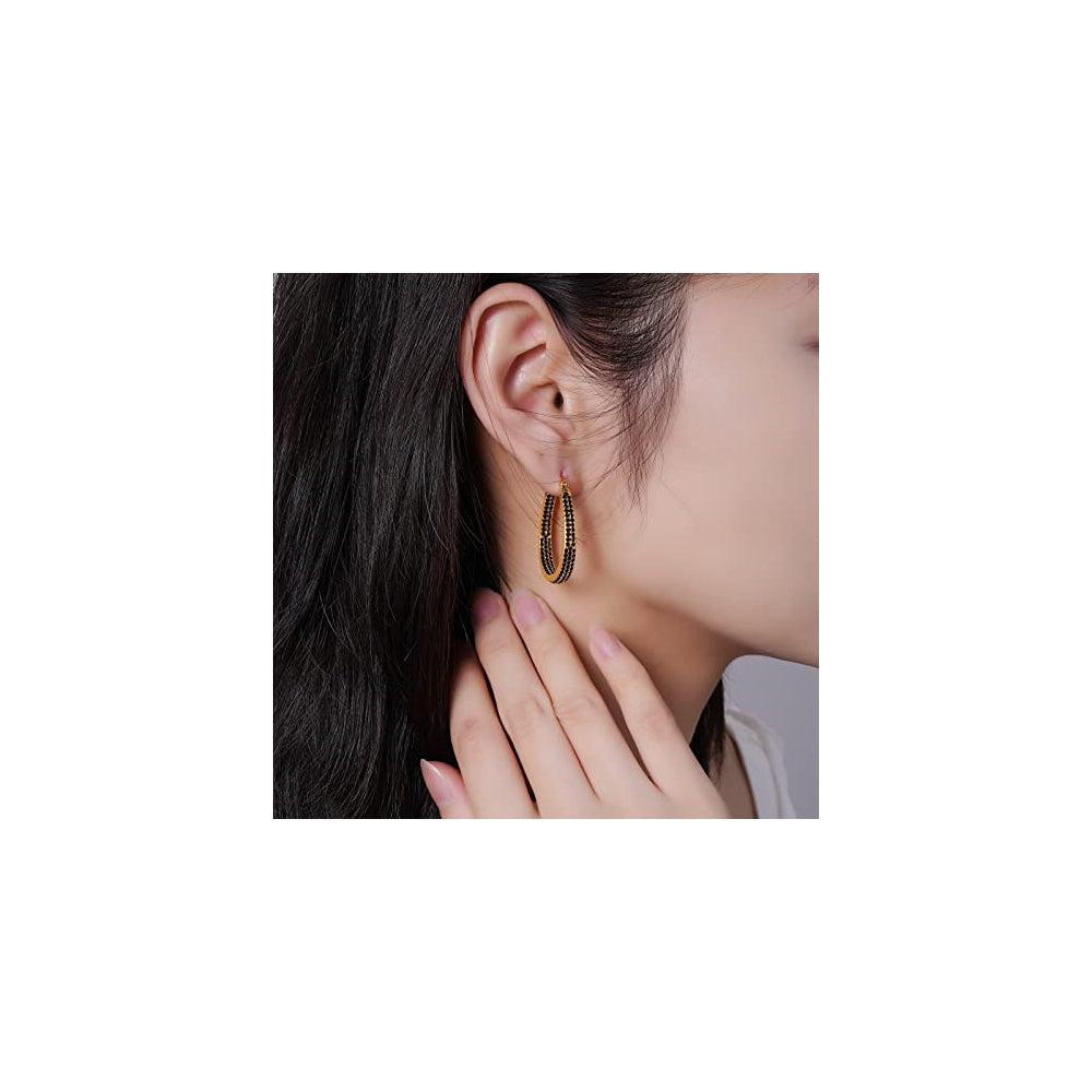Aretes Aros de argolla con varilla de plata para mujer