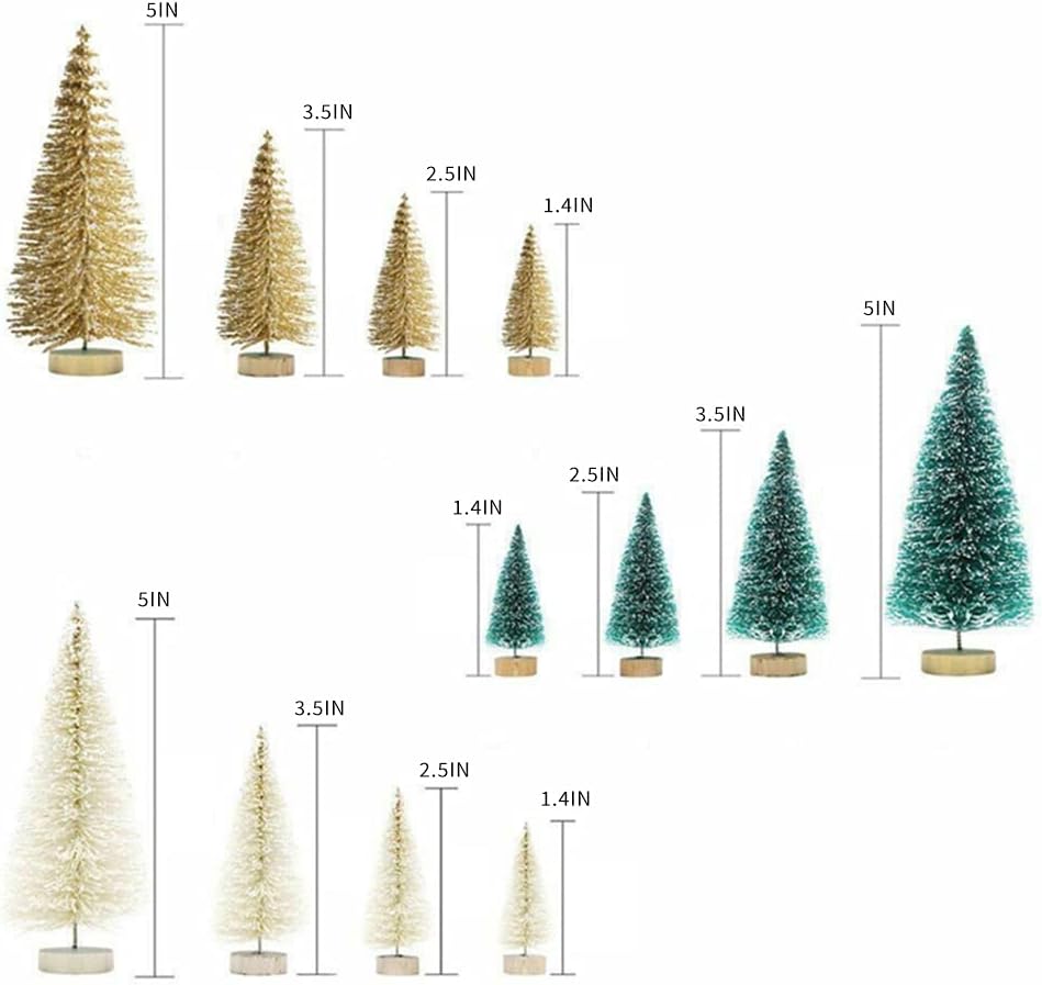 8 Pcs Árboles de Navidad Artificiales Sisal con Base de Madera