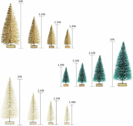 8 Pcs Árboles de Navidad Artificiales Sisal con Base de Madera