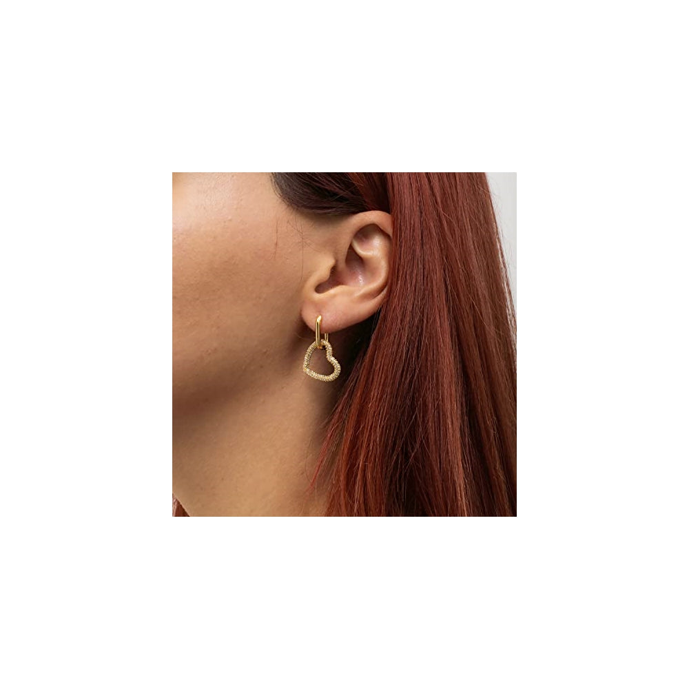 Aretes de aro de corazón chapados en oro de 14 quilates