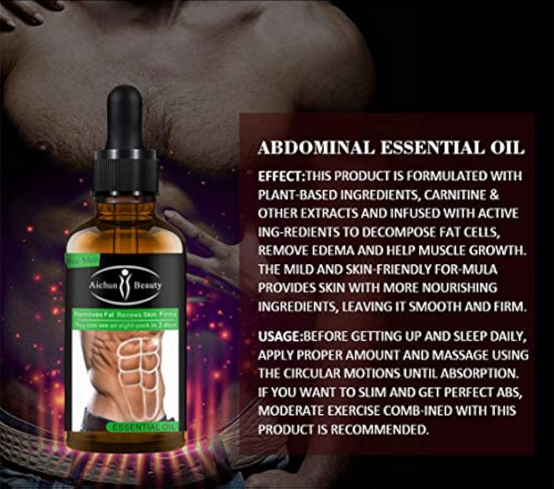 8 paquetes Aceite esencial abdominal para hombres 30 ml