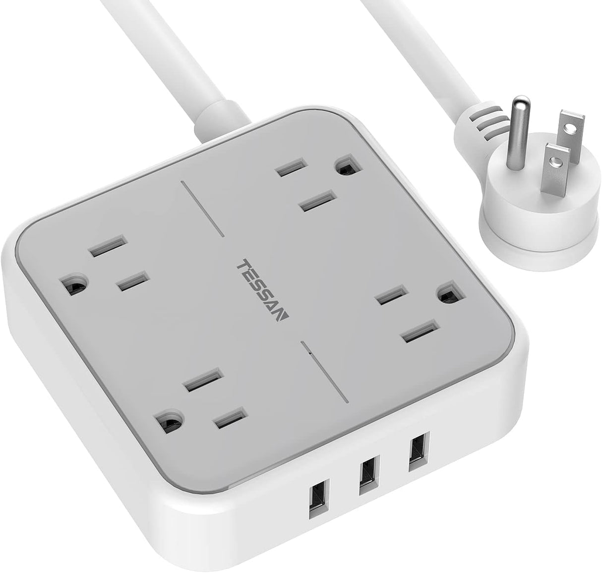 Tessan  Regleta con 3 puertos USB, cable de extensión de 5ft