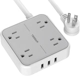 Tessan  Regleta con 3 puertos USB, cable de extensión de 5ft