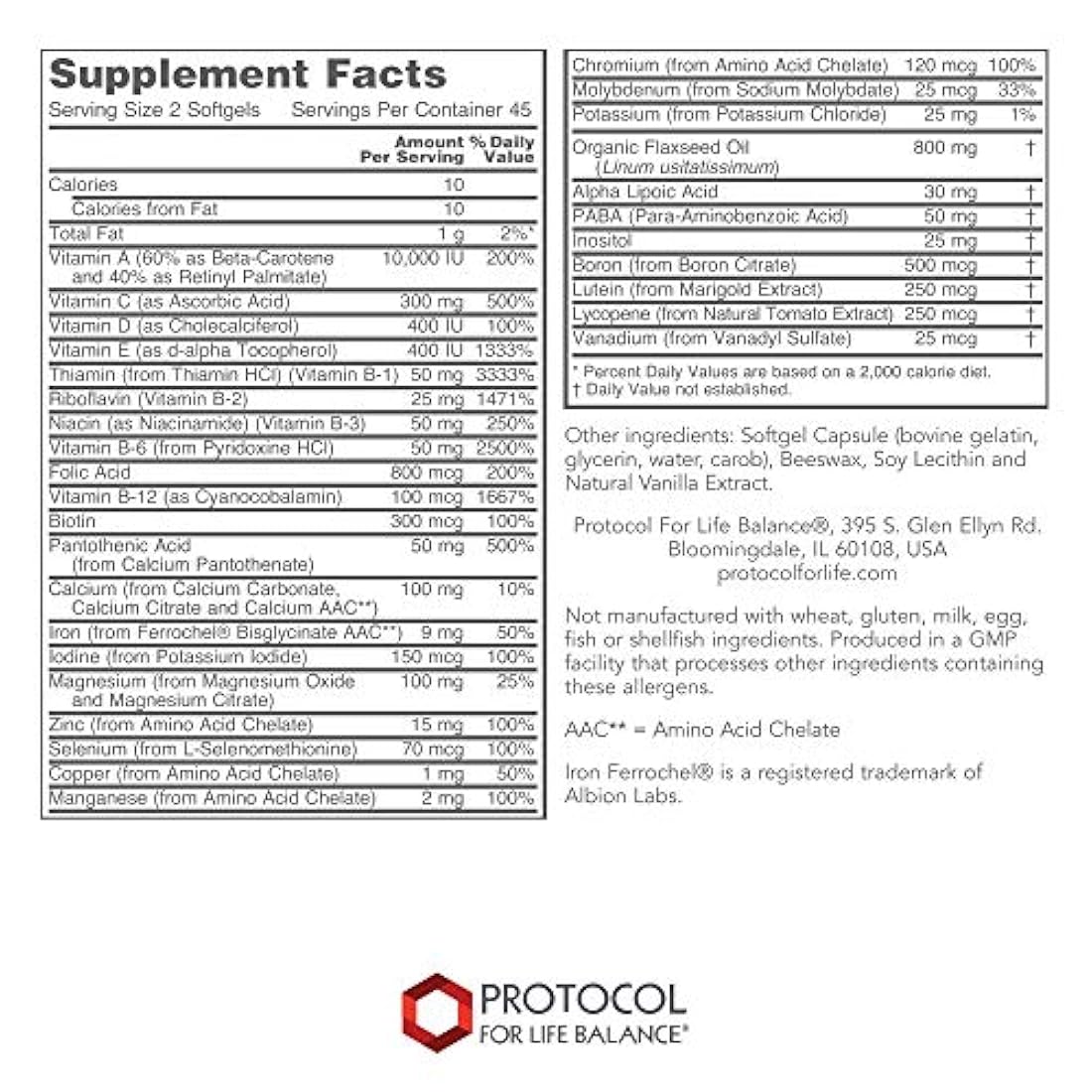 Protocol For Life Balance - Suplemento multivitaminicos