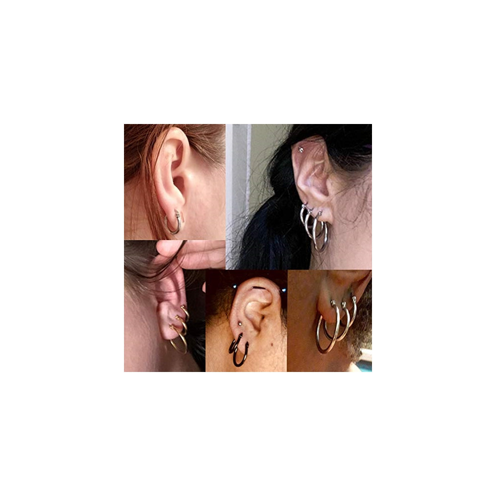 Aretes de argollas de acero inoxidable para mujer