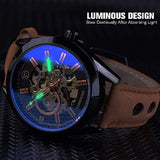 Relojes para hombre, esqueleto mecánico automático