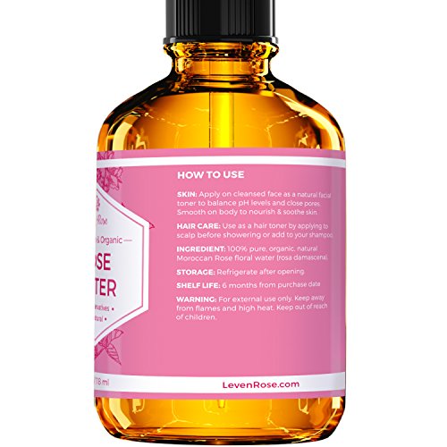 Tónico facial de agua de rosas, 100% puro, marroquí natural