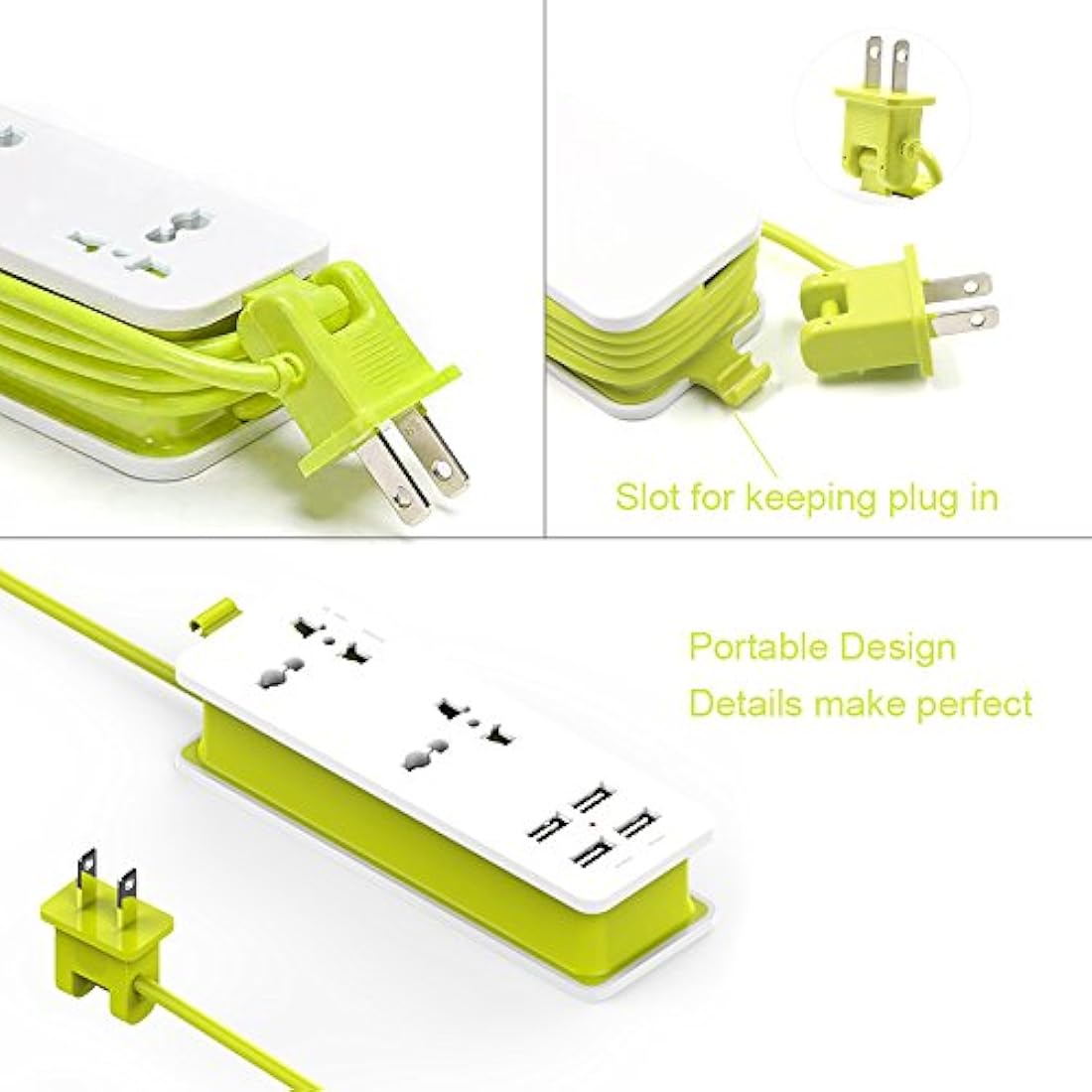 multifuncional Travel Power Strip, Verde