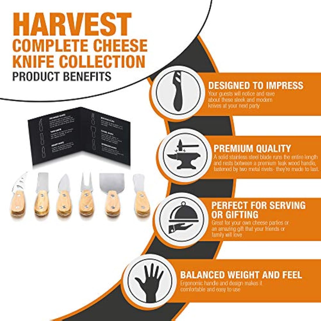 Harvest - Juego de 6 cuchillos de queso de alta calidad