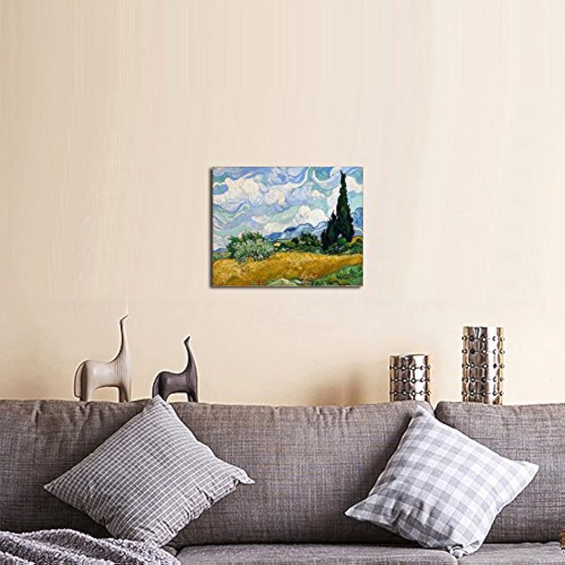 Wieco Art - Cuadro de campo de trigo con pinturas al óleo