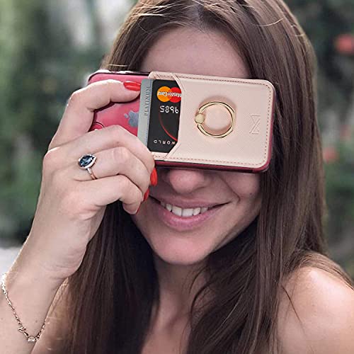 Tarjetero RFID para teléfono celular, tarjetero adhesivo de crédito para la parte posterior del teléfono para la mayoría de todos los smartphones (dorado)