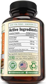 Curcumina  cúrcuma con aceite de cáñamo en polvo y bioperina.