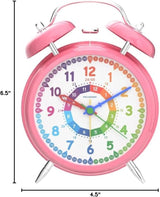 Reloj despertador analógico para niños, 4" con campanas dobles