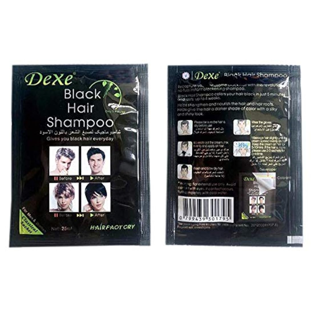 10 unidades de champú para cabello negro Dexe, tinte