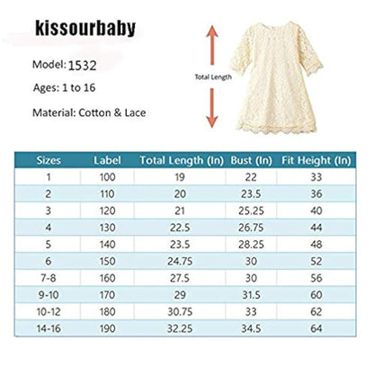 Kissourbaby Vestido de encaje con flores para niñas