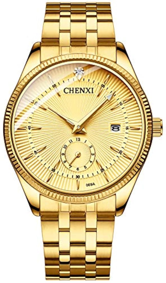 Fanmis - Reloj de pulsera analógico de cuarzo dorado