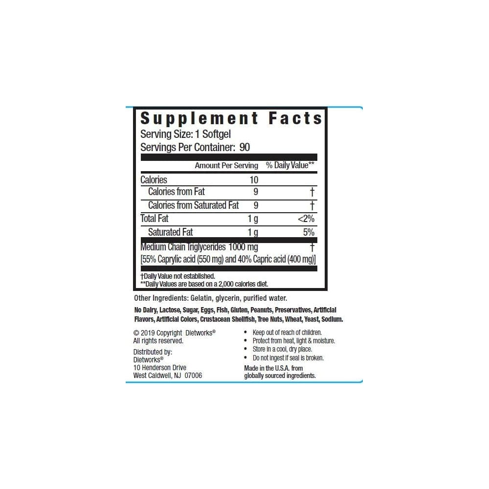 Suplemento Cápsulas de aceite Mct para quemar grasa  90 unid