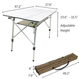Mesa plegable de aluminio ajustable en altura para acampar