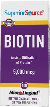 Biotina Superior Source 5000 mcg, Disolución rápida, 100 cápsulas
