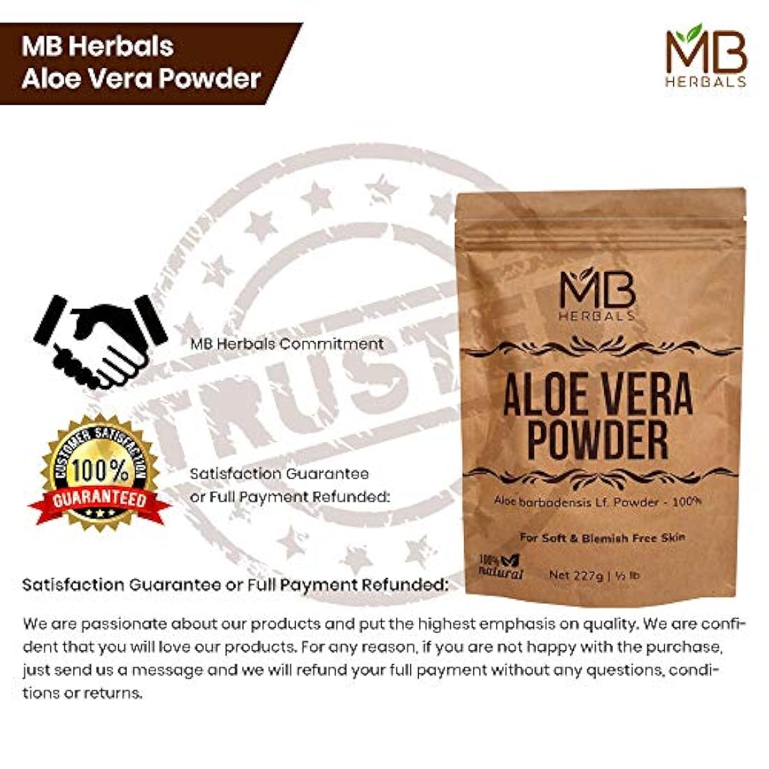 MB Herbals Aloe Vera Polvo y orgánico cultivado