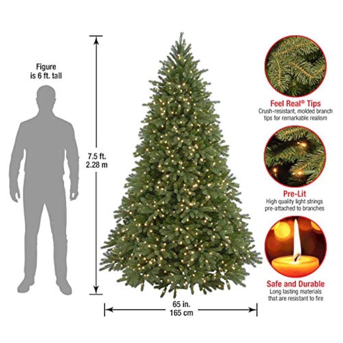 Abeto PEJF1-300-75 de National Tree, con 1250 luces